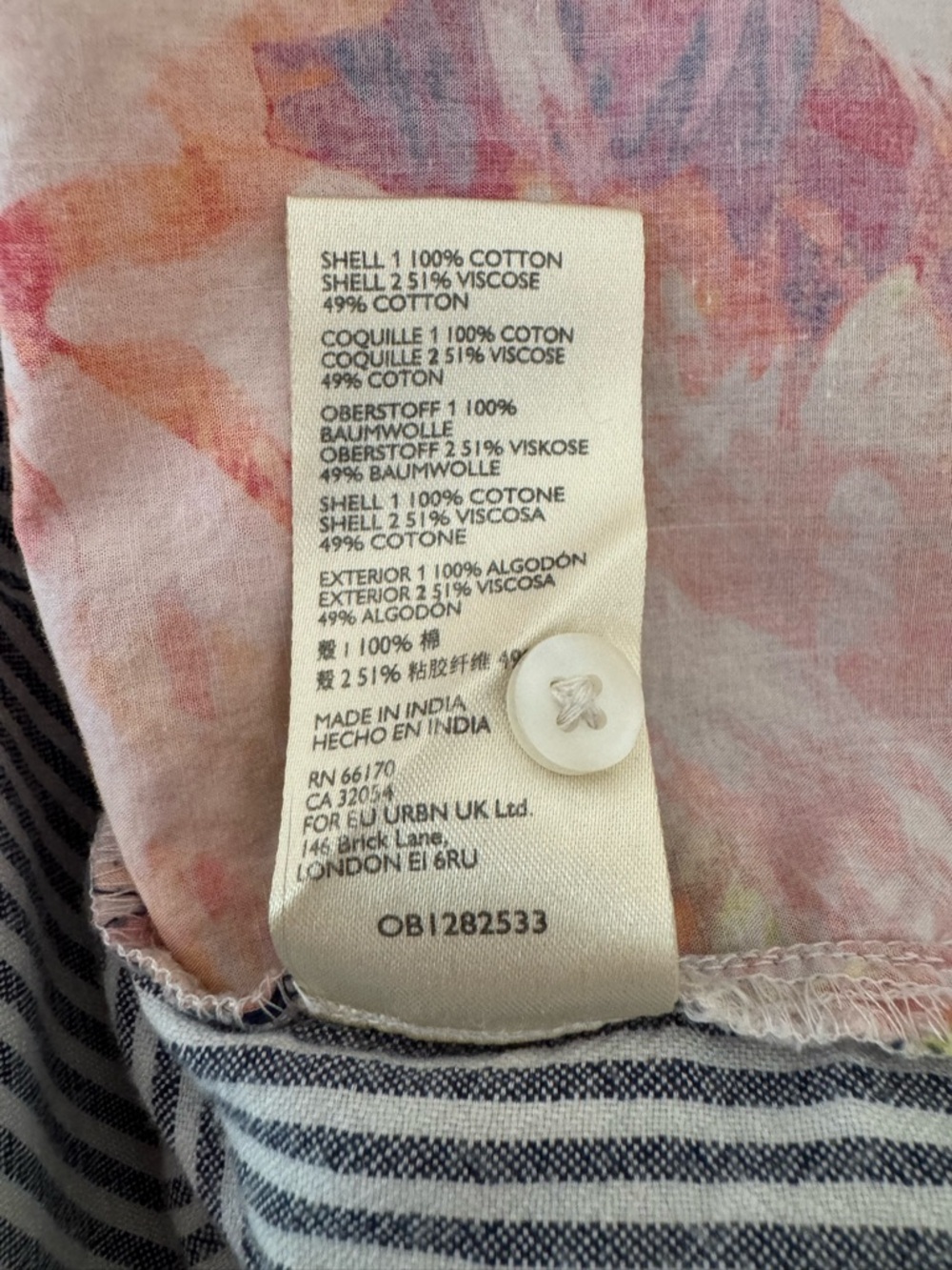 Maeve by Anthropologie The Clarissa High Low Button Down Stripe Floral Top Sz 14 - Picture 14 of 15